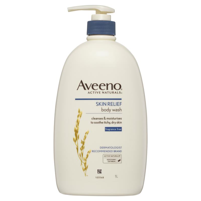 Aveeno Active Naturals Skin Relief Moisturising Body Wash Fragrance Free 1 Litre | 澳洲代購 | 空運到港
