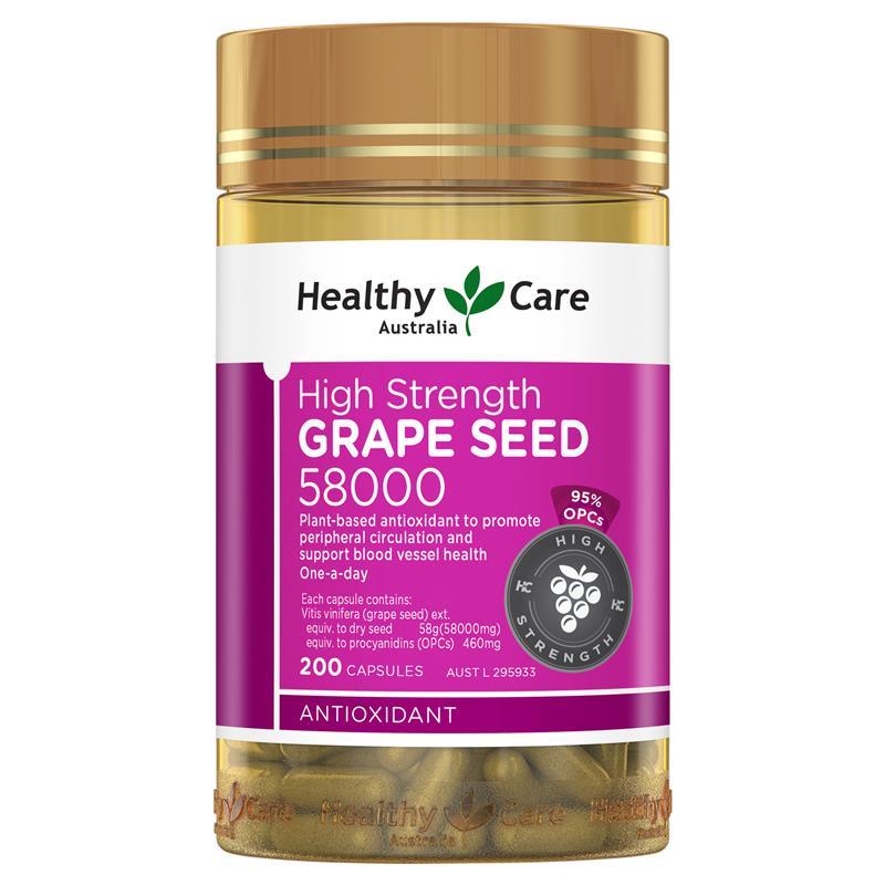 Healthy Care Grape Seed 58000 200 Capsules | 澳洲代購 | 空運到港