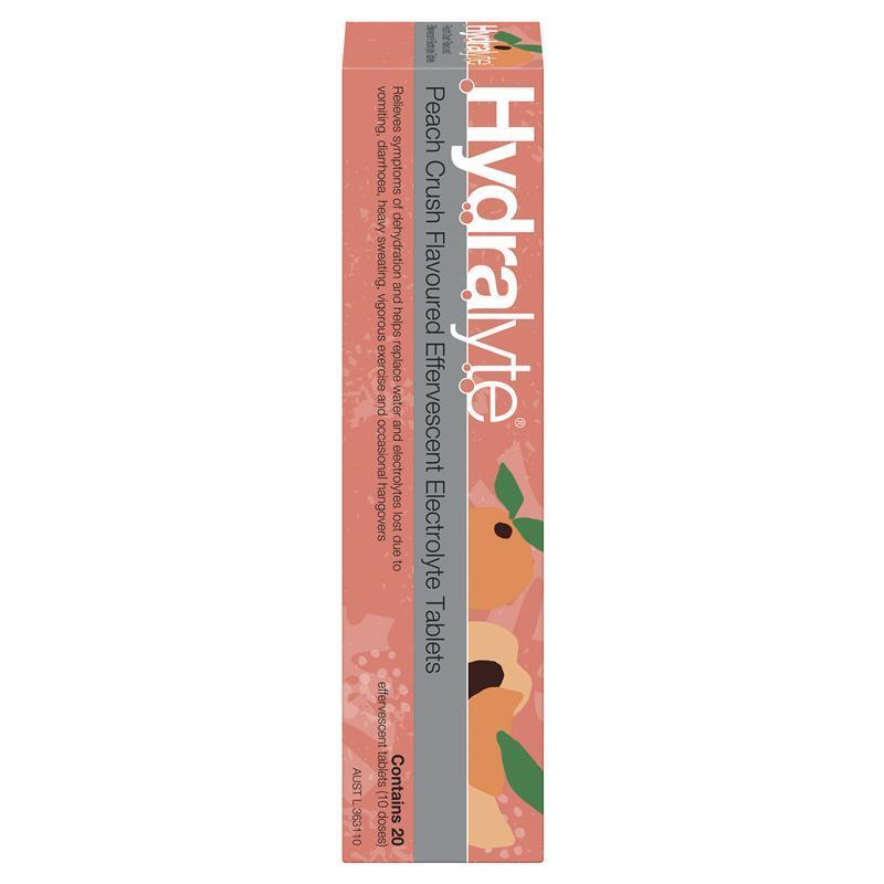 Hydralyte Electrolyte Effervescent Peach Crush 20 Tablets