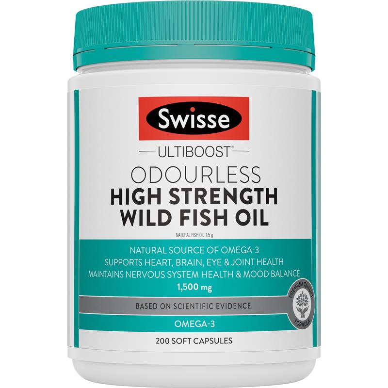 Swisse Ultiboost Odourless High Strength Wild Fish Oil 1500mg 200 Capsules | 澳洲代購 | 空運到港