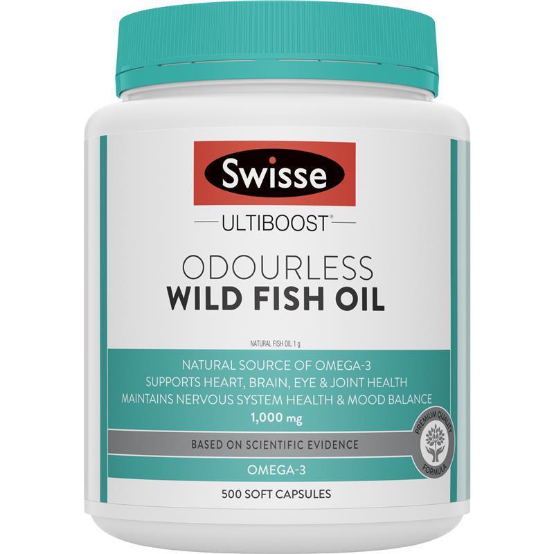 Swisse Ultiboost Odourless Wild Fish Oil 1000mg 500 Capsules | 澳洲代購 | 空運到港