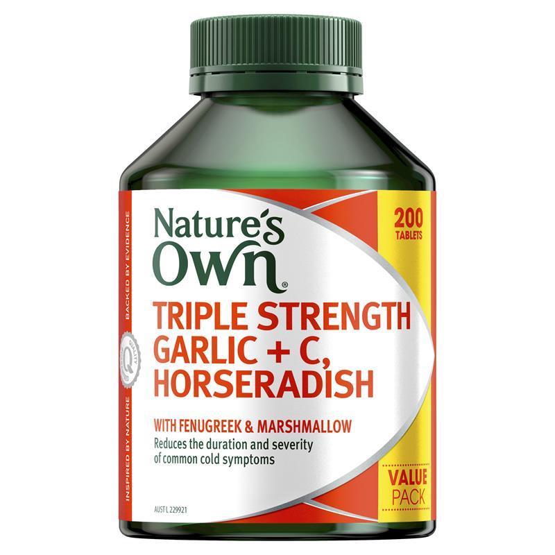 Nature's Own Triple Strength Garlic + C, Horseradish 200 Tablets | 澳洲代購 | 空運到港