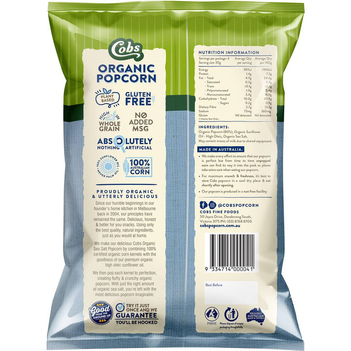 Cobs Organic Popcorn: Sea Salt