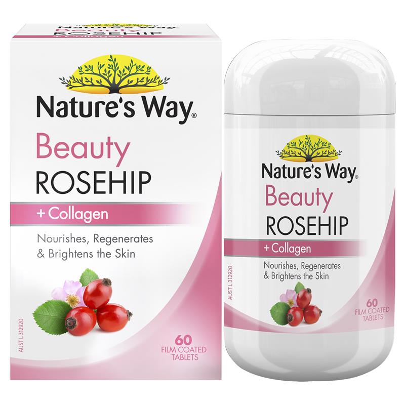 Nature's Way Beauty Rosehip + Collagen 60 Tablets