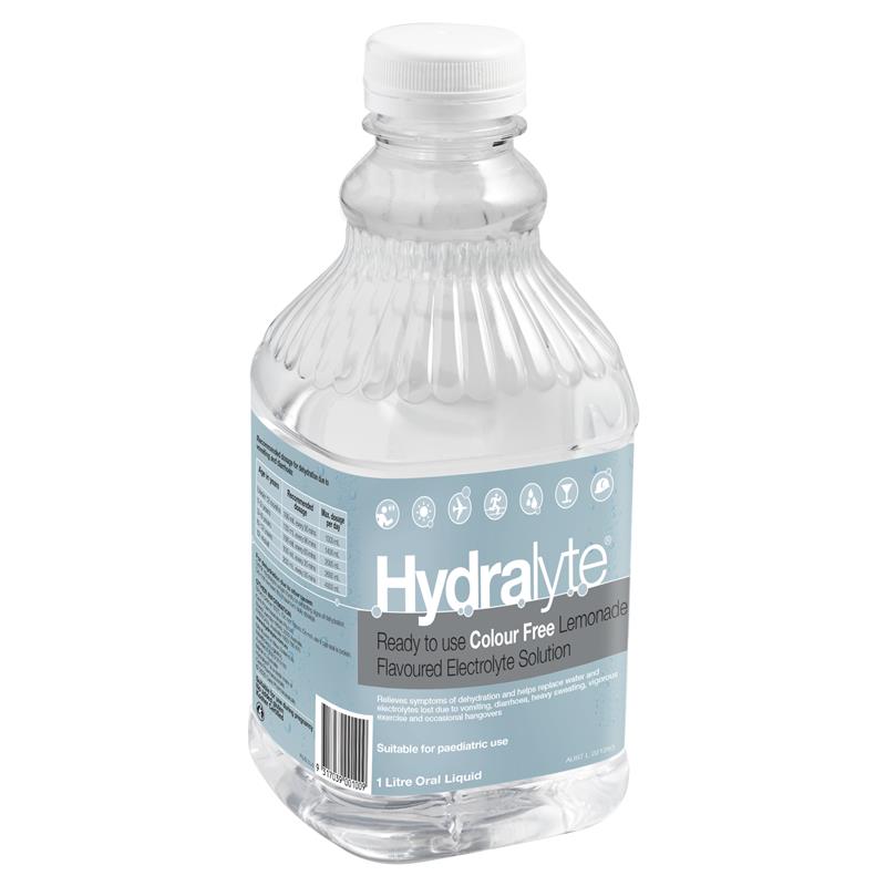 Hydralyte Liquid Colour Free Lemonade Flavoured 1 Litre