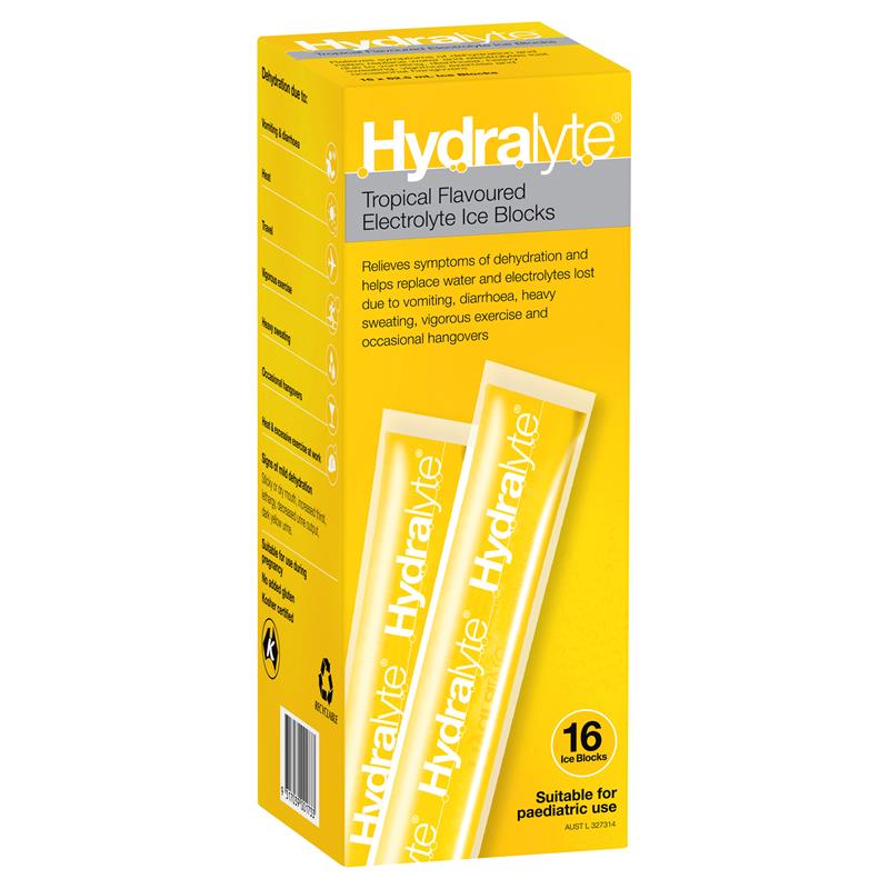 Hydralyte Electrolyte Ice Blocks Tropical 16