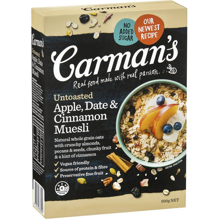 Carman's Muesli: Apple, Date & Cinnamon Natural 500g | Carman's Kitchen