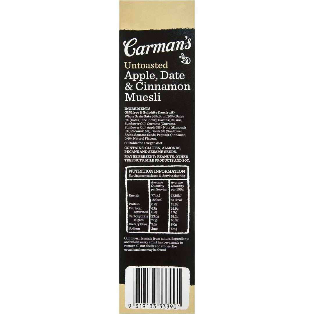 Carman's Muesli: Apple, Date & Cinnamon Natural 500g | Carman's Kitchen
