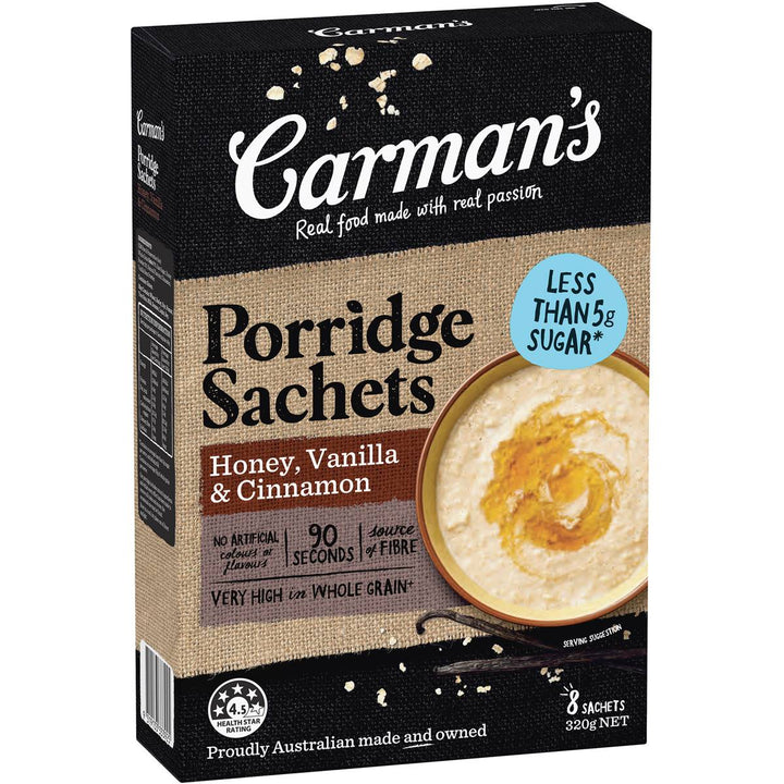 Carman's Porridge Sachets: Honey, Vanilla & Cinnamon 320g