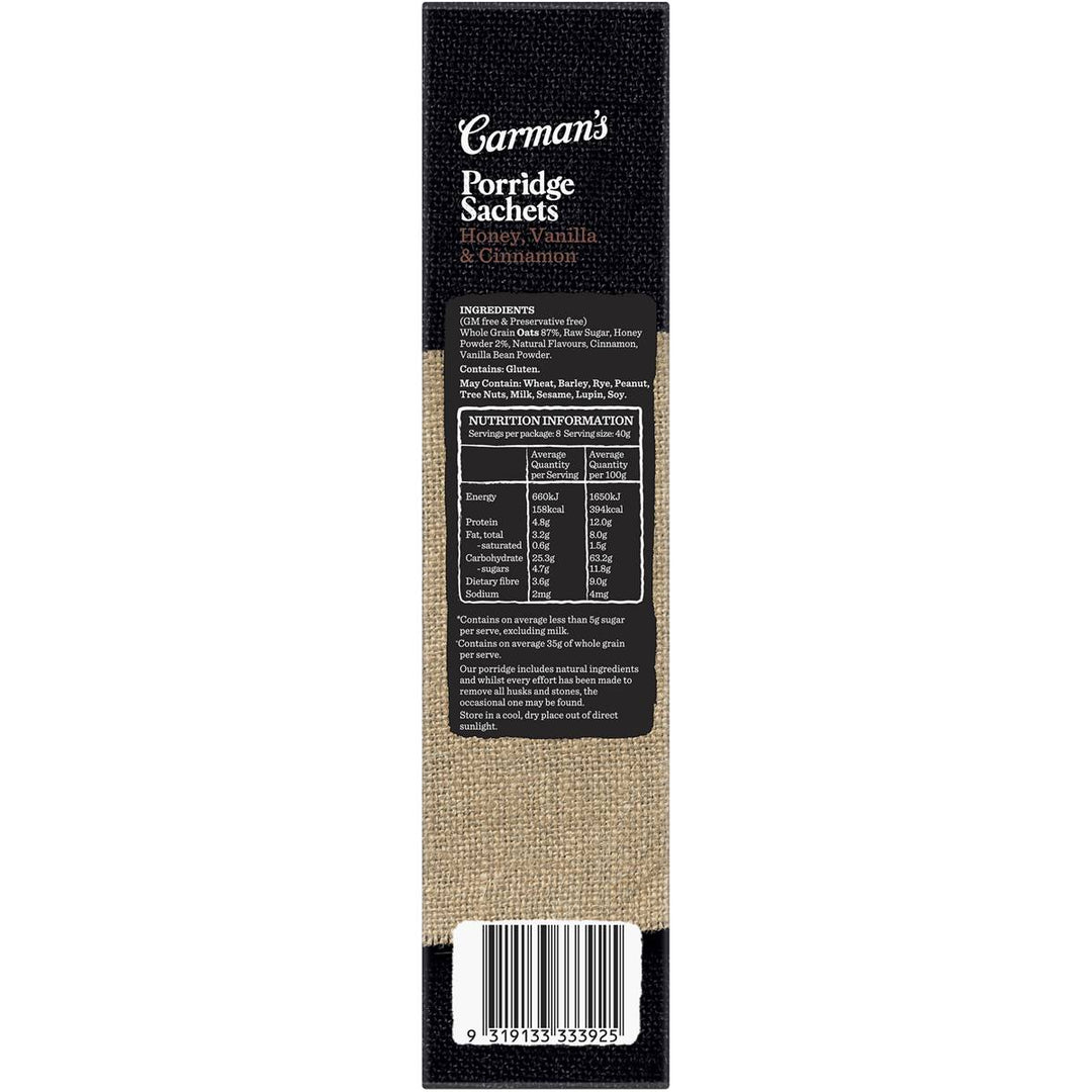 Carman's Porridge Sachets: Honey, Vanilla & Cinnamon 320g