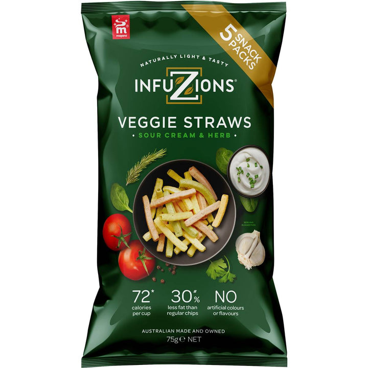 Infuzions Veggie Straws Sour Cream & Herb 5 Packs
