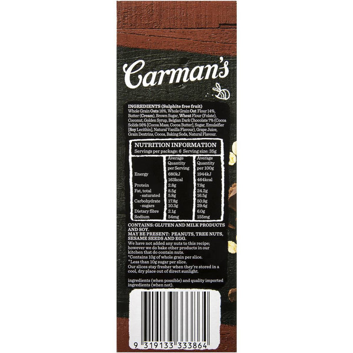 Carman's Oat Slice: Choc Brownie 210g | Carman's Kitchen