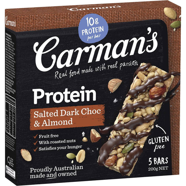 Carman's Protein: Salted Dark Choc & Almond (5 Bars) | Carman's Kitchen