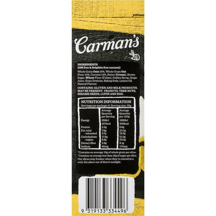 Carman's Oat Slice: Lemon Coconut 210g | Carman's Kitchen