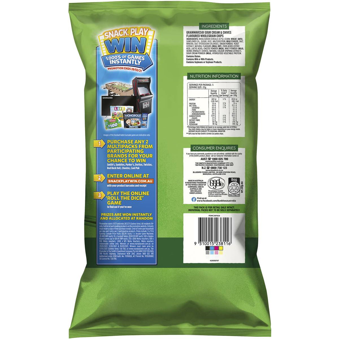 Sunbites Grain Waves Snacks Multipack Sour Cream & Chives Share Pack 5 pack