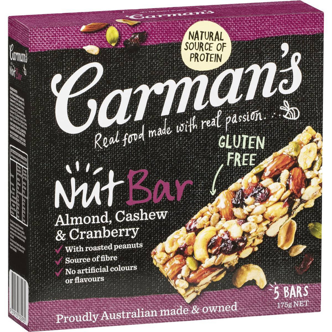 Carman's Nut Bars: Almond, Cashew & Cranberry (5 Bars) | Carman's Kitchen