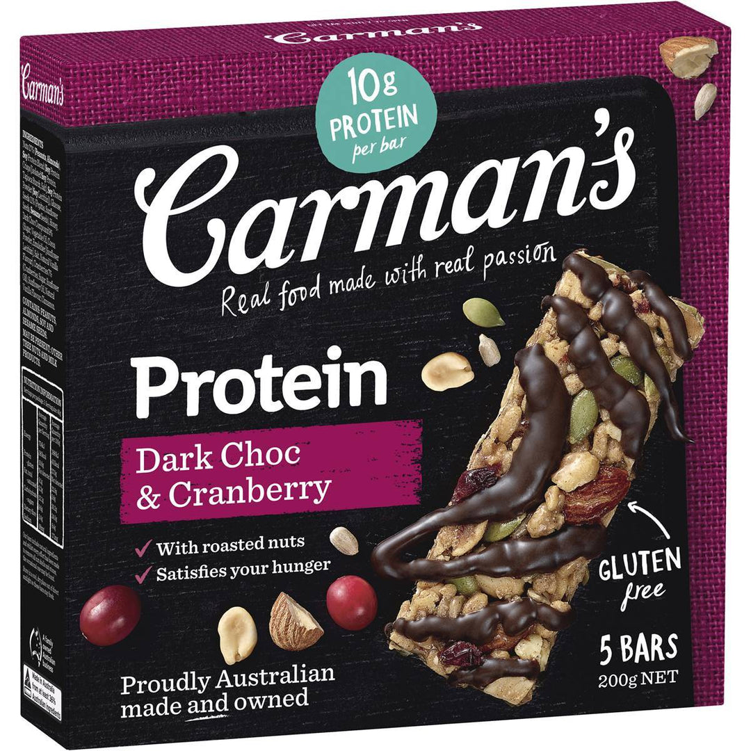 Carman's Protein: Dark Choc & Cranberry (5 Bars) | Carman's Kitchen