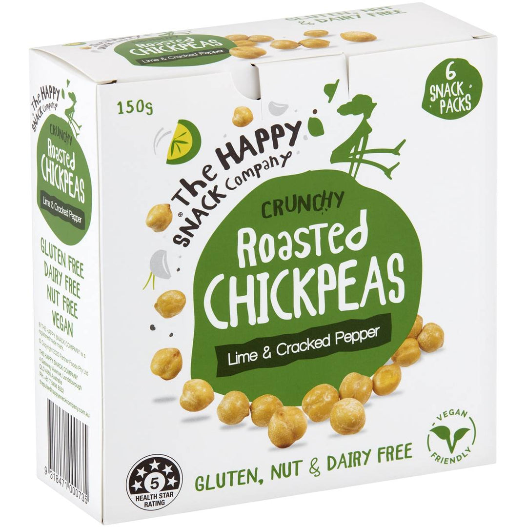 The Happy Snack Company Roasted Chickpeas Lime And Cracked Pepper 6 Pack