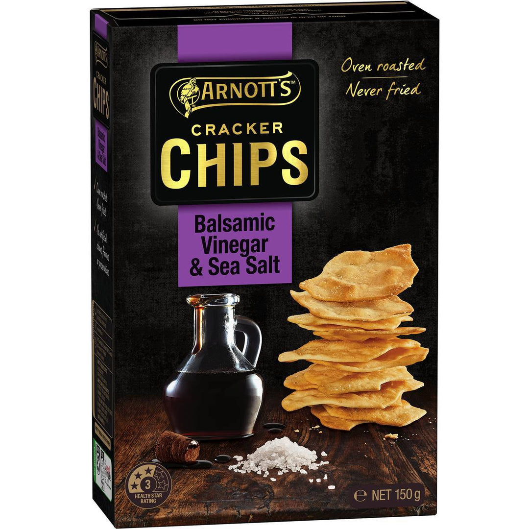 Arnott's Cracker Chips Sea Salt & Basalmique Vinegar 150g | Arnott's