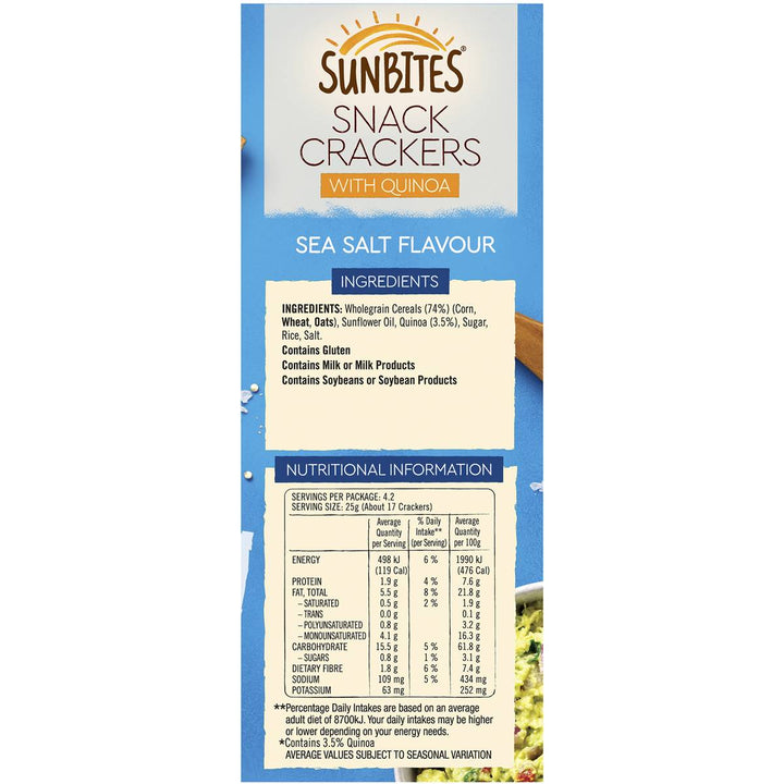 Sunbites Crackers With Quinoa Sea Salt 105g