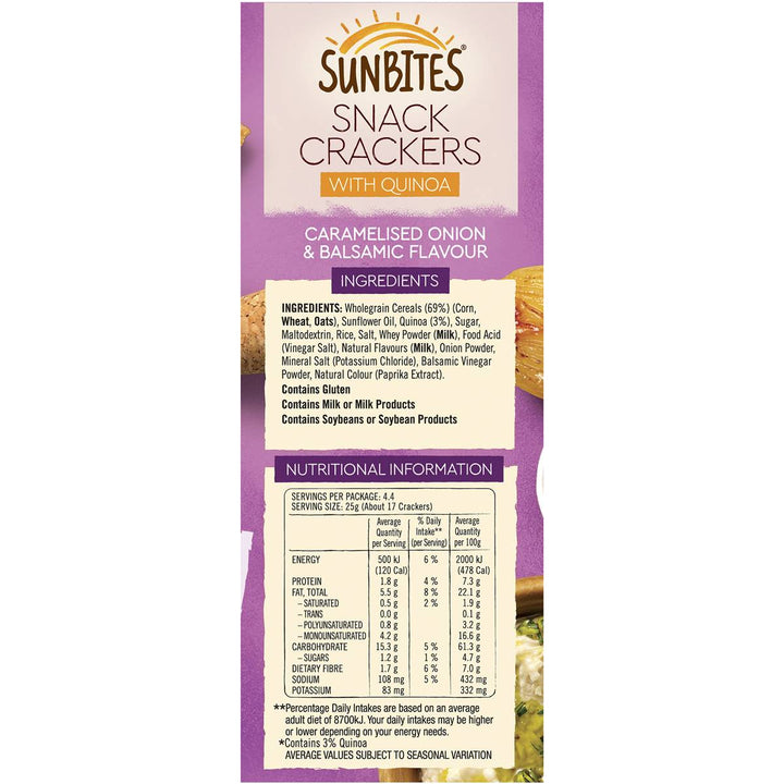 Sunbites Crackers With Quinoa Onion & Balsamic Vinegar 110g