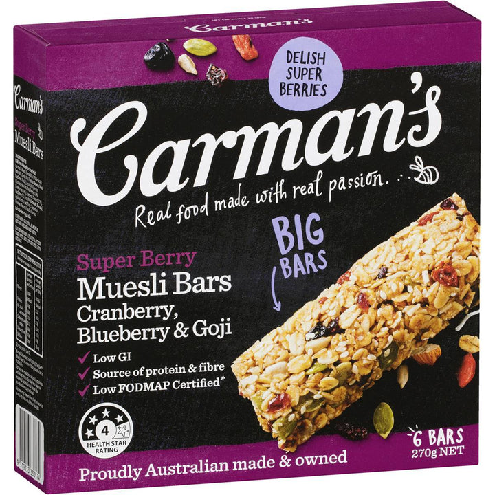 Carman's Muesli Bars: Super Berry (6 Bars) | Carman's Kitchen