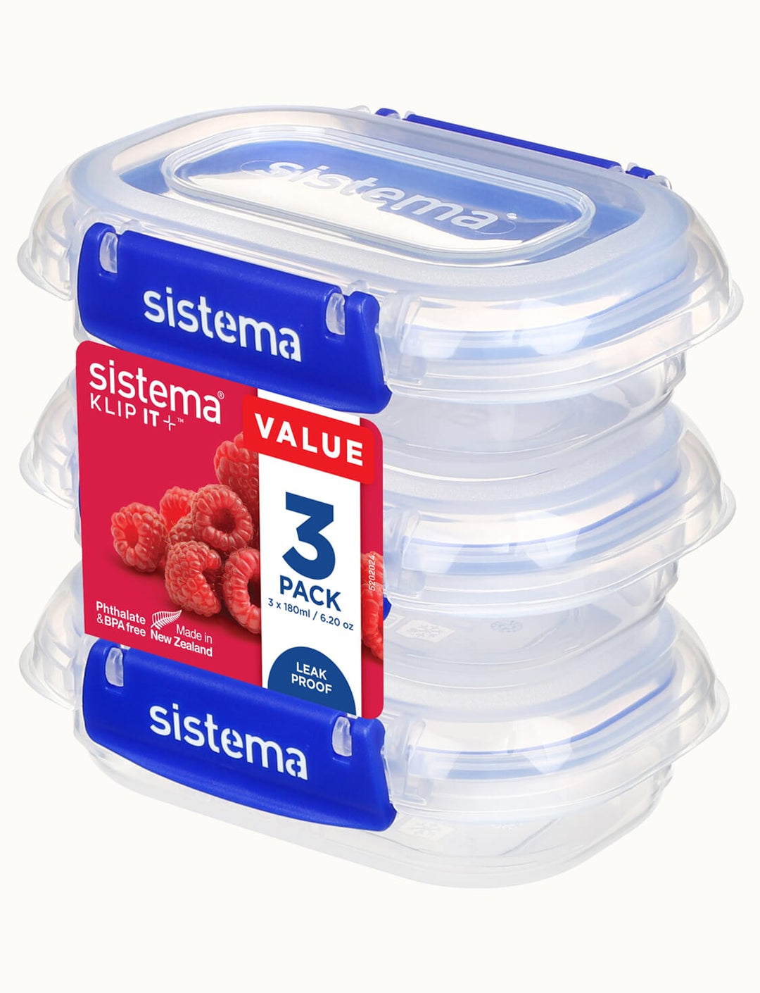 Sistema Klip It Plus Rectangle Containers 180mL 3 Pack