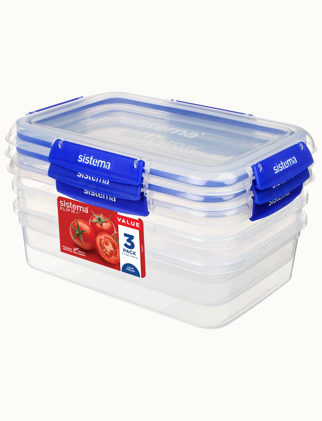 Sistema Klip It Plus Rectangle Container 2.2L 3 Pack