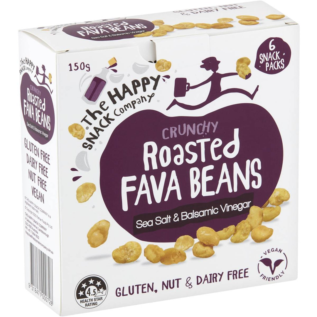 The Happy Snack Company Roasted Fava Beans Sea Salt And Balsamic Vinegar 6 Pack