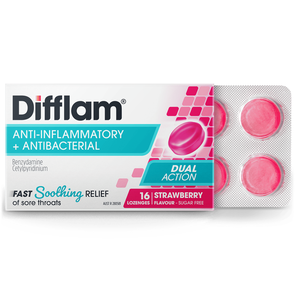 Difflam Sore Throat Lozenges Strawberry Flavour 16