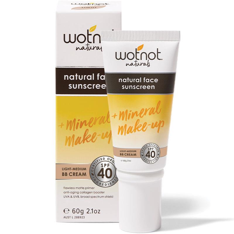 Wotnot SPF 40 Natural Face Sunscreen + Mineral Make Up Light/Medium BB Cream