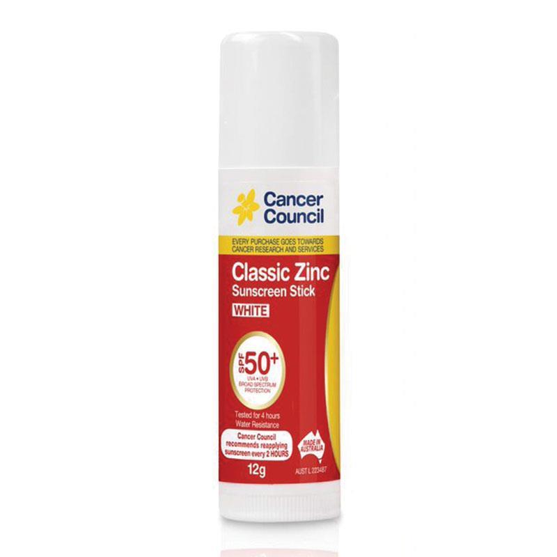 Cancer Council SPF50+ Classic Zinc Stick White Sunscreen 12g