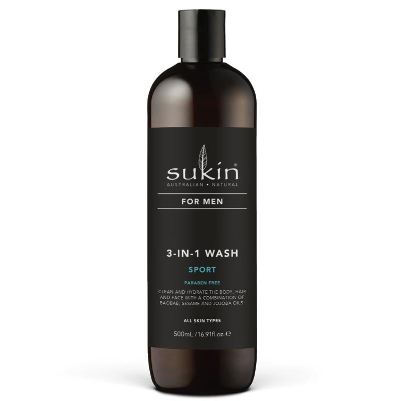 Sukin For Men 3-In-1 Wash Sport 500ml | Sukin | 澳洲代購