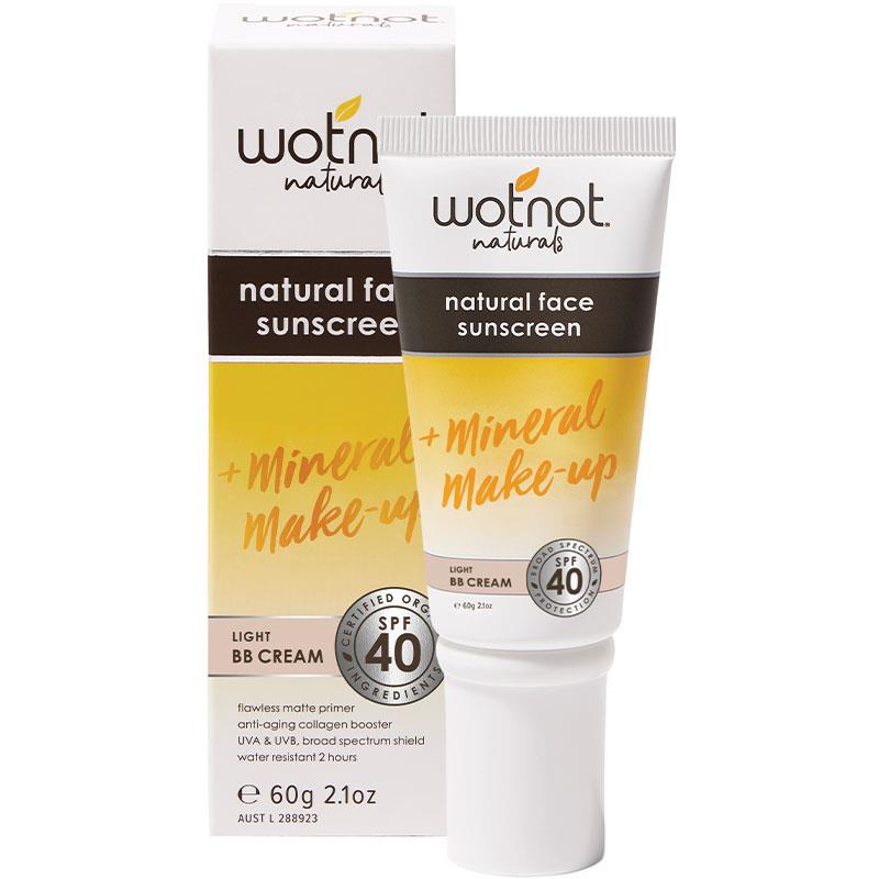 Wotnot SPF 40 Natural Face Sunscreen + Mineral Make Up Light BB Cream