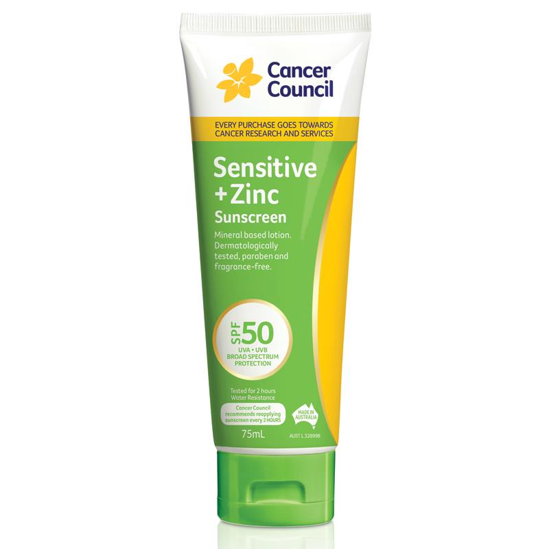 Cancer Council SPF 50+ Sensitive + Zinc 75ml