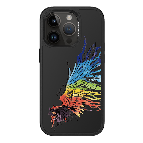 彩繪手機殼 - 彩虹和平翅膀(右黑) | 惡魔防摔殼 PRO