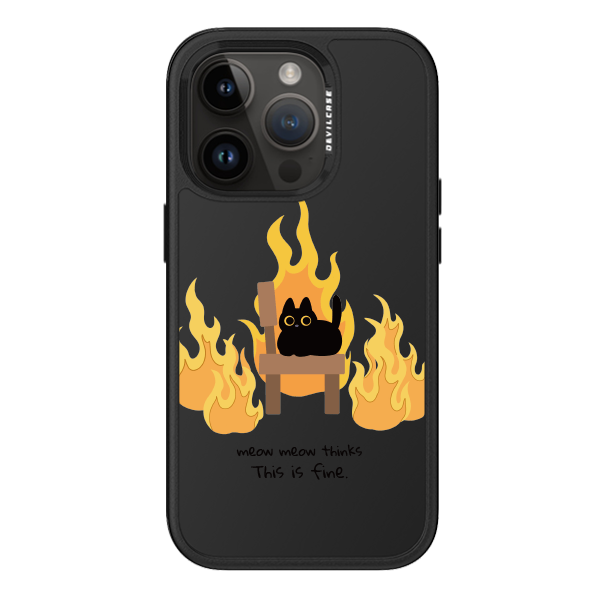 彩繪手機殼 - 燃燒小黑貓 | 惡魔防摔殼 PRO