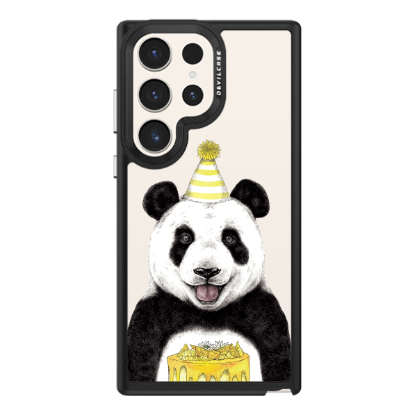 彩繪手機殼 - 熊貓生日快樂 | 惡魔防摔殼(標準版): 黑色