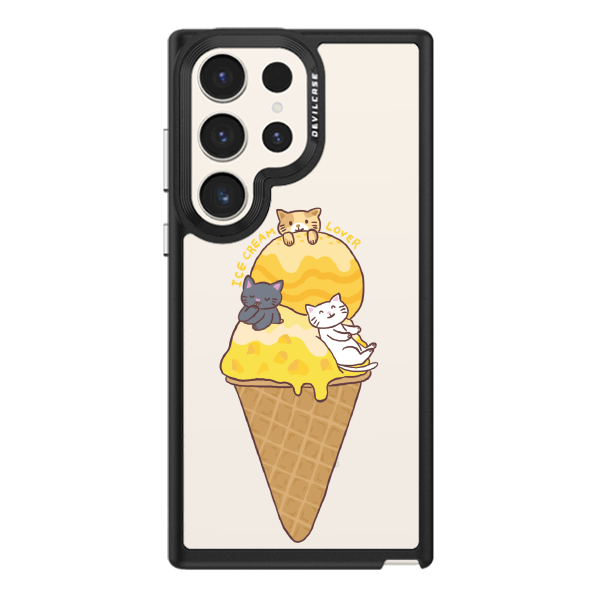 彩繪手機殼 - 貓咪愛冰淇淋 | 惡魔防摔殼(標準版): 黑色