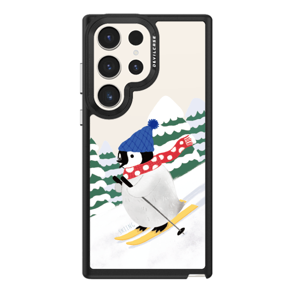 彩繪手機殼 - 企鵝滑雪 | 惡魔防摔殼(標準版): 黑色