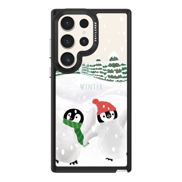 彩繪手機殼 - 雪中企鵝 | 惡魔防摔殼(標準版): 黑色