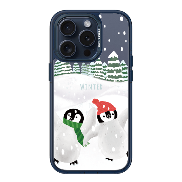 彩繪手機殼 - 雪中企鵝 | 惡魔防摔殼(標準版): 透海藍