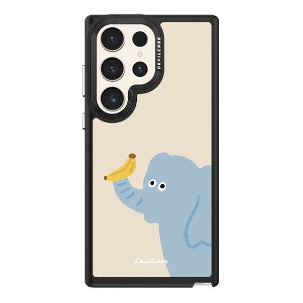 彩繪手機殼 - 吃香蕉的大象 | 惡魔防摔殼(標準版): 黑色