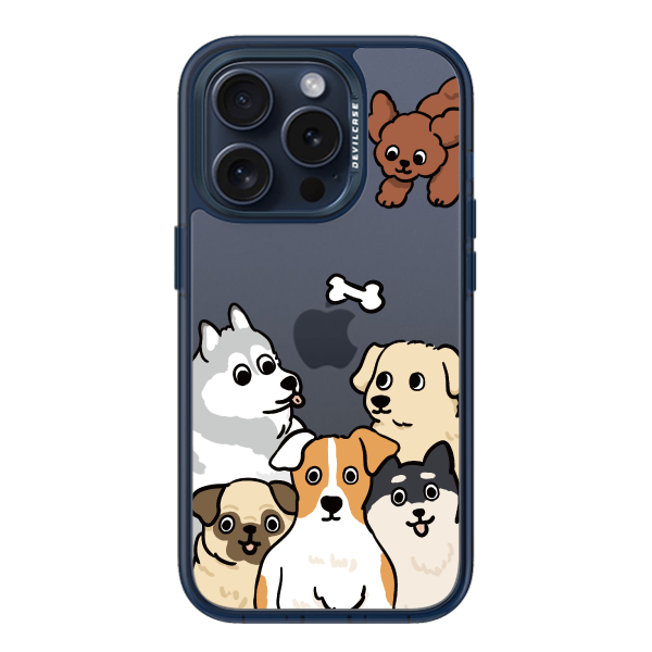 彩繪手機殼 - 一群狗狗 | 惡魔防摔殼(標準版): 透海藍