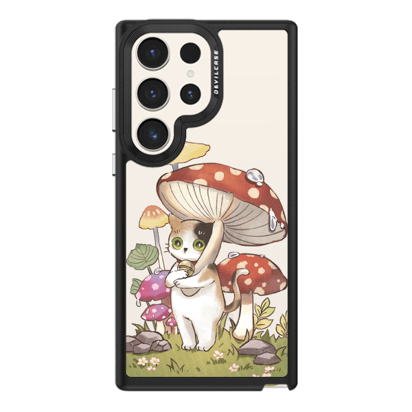 彩繪手機殼 - 蘑菇貓貓 | 惡魔防摔殼(標準版): 黑色