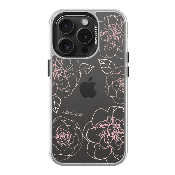 彩繪手機殼 - 粉色山茶花 | 惡魔防摔殼(標準版): 透明