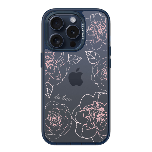 彩繪手機殼 - 粉色山茶花 | 惡魔防摔殼(標準版): 透海藍