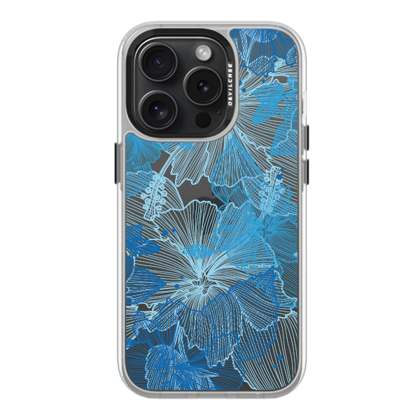 彩繪手機殼 - 滿版藍扶桑花 | 惡魔防摔殼(標準版): 透明
