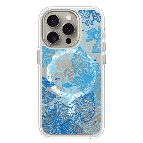 彩繪手機殼 - 滿版藍扶桑花 | 惡魔防摔殼(磁吸版)