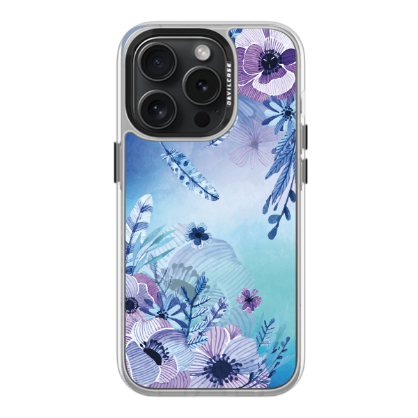 彩繪手機殼 - 渲藍紫水漾花 | 惡魔防摔殼(標準版): 透明